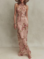 Lia™ | Floral Chiffon Keyhole Maxi Dress