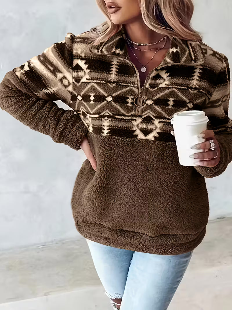 Lany - Half Zipper Teddy Sweater