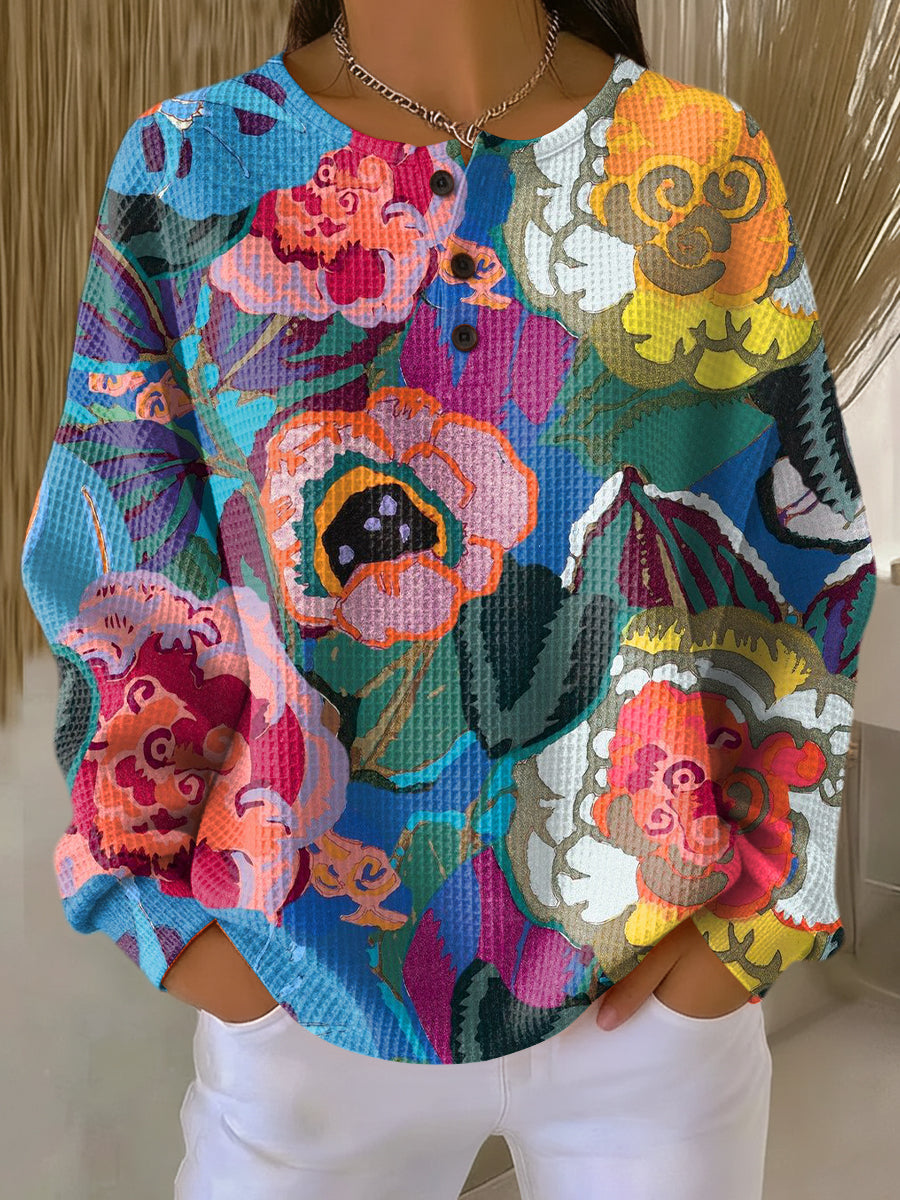Toni | Sweater with Large Colorful Flowers