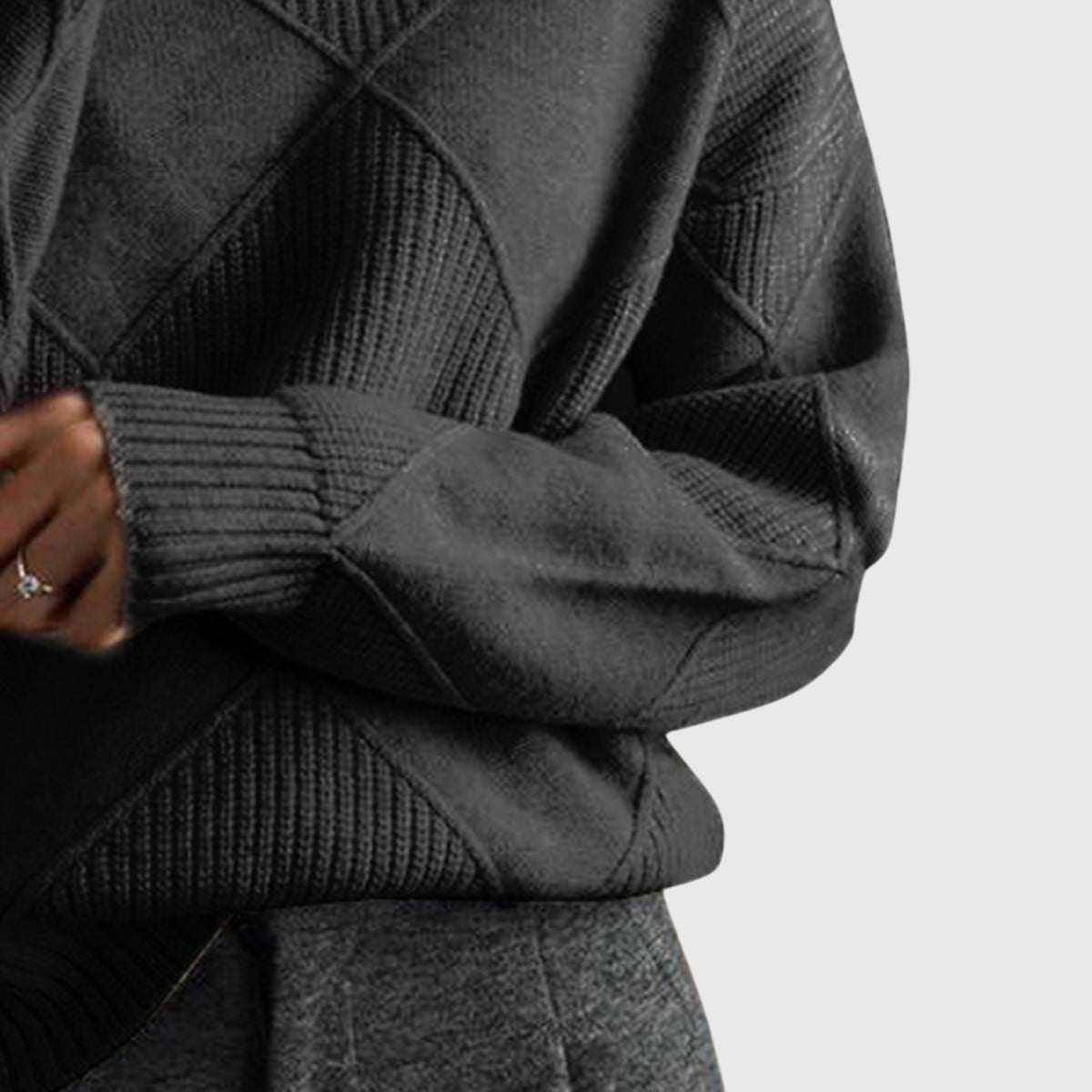 Angela – Modern Geometric Turtleneck Sweater