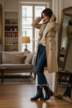 Valorine™ | Black leather boots with a comfortable heel, elegant and timeless.