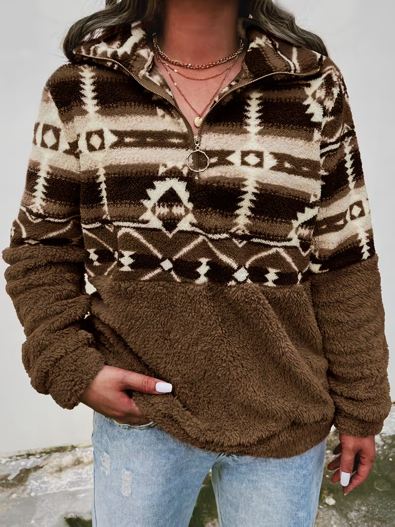 Lany - Half Zipper Teddy Sweater
