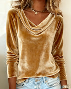Margaret – Luxurious Velvet Drape-Neck Sweater