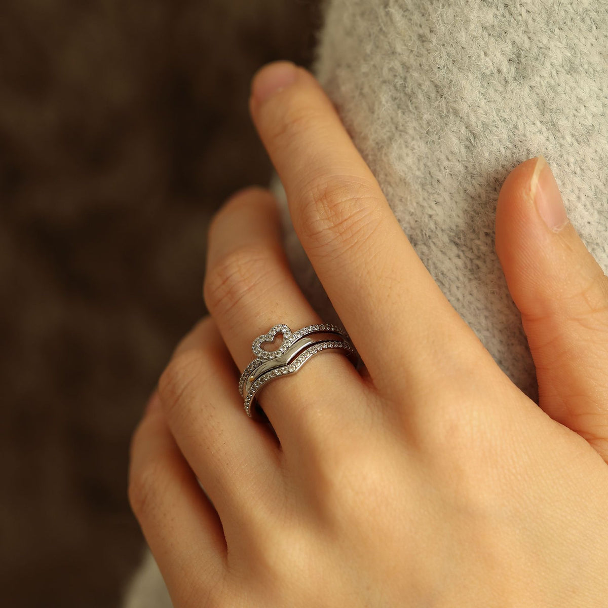 Eliza | Shining Love Wish Bone Stacking Rings