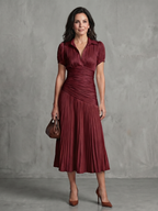 Theodora™ | Pleated Waist Stripe Midi Dress