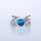 Elara | Silver Blue Stone Statement Ring