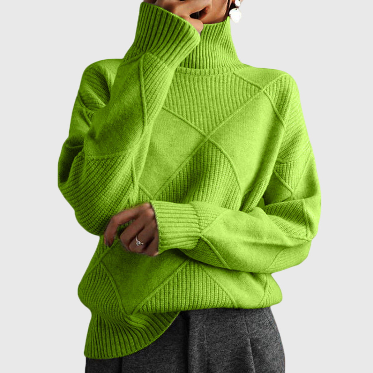 Laurel - Modern Geometric Turtleneck Sweater