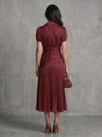 Theodora™ | Pleated Waist Stripe Midi Dress