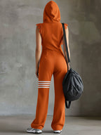 Giada™ | Retro Sports Hooded Striped Jumpsuit