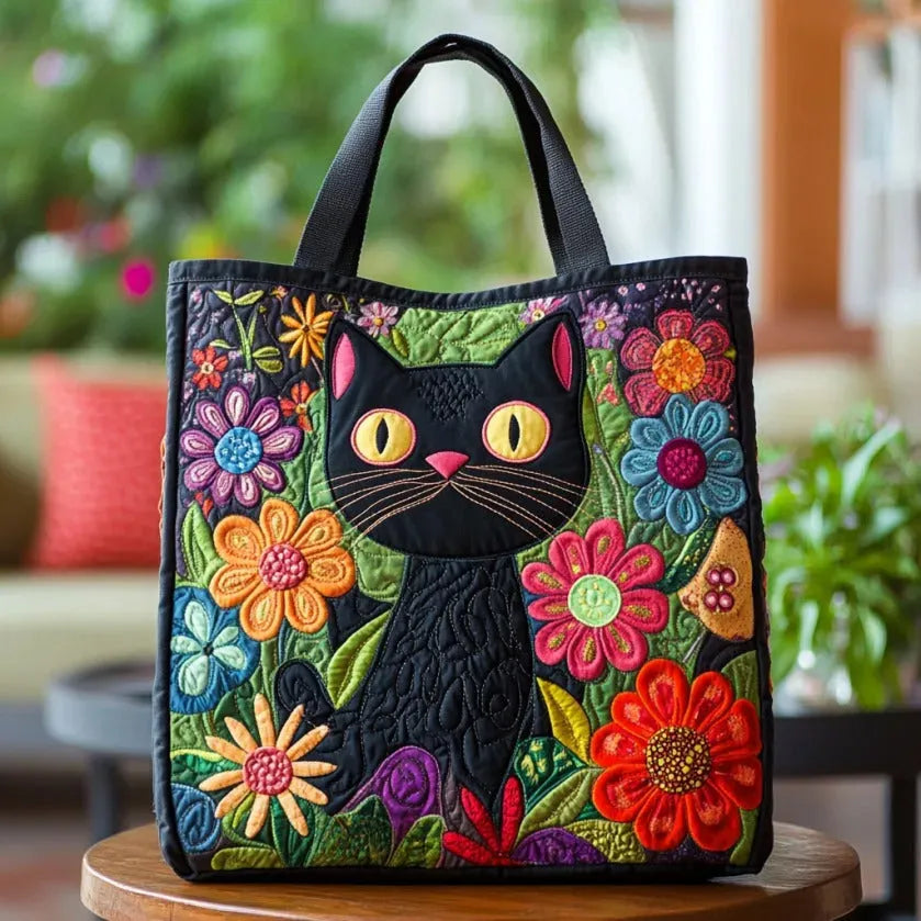 Quilted Black Cat  Bag