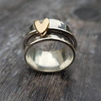 Madeline | Vintage Golden Heart Silver Ring
