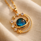 Lunea Mode® | The Luna - Celestial Moon & Star  Pendant Necklace in Gold