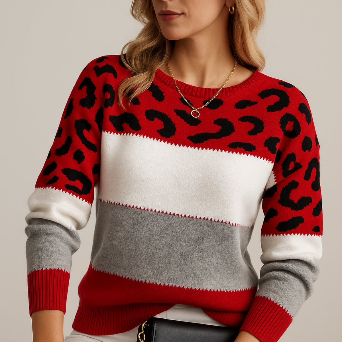 Kaley - Leopard Print Casual Sweater
