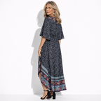 Lunea Mode® | Zahara - Bohemian Print V-Neck Maxi Dress