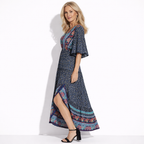 Lunea Mode® | Zahara - Bohemian Print V-Neck Maxi Dress