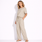 Lunea Mode® | The Ava - Pure Cotton Relaxed Tie Waist Two Piece Set
