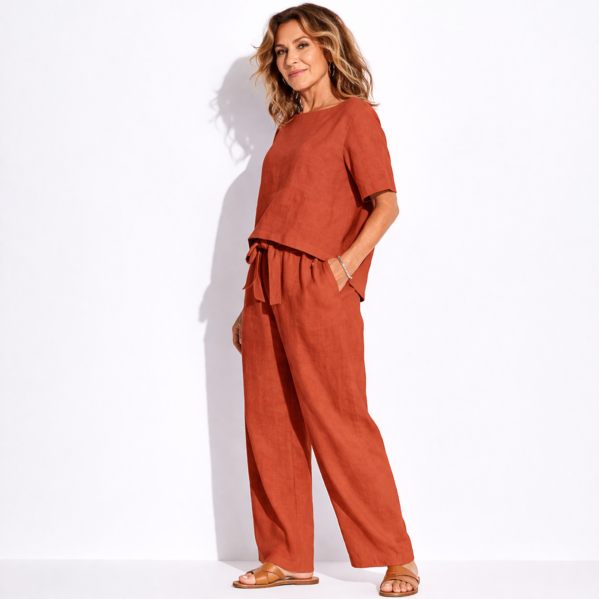 Lunea Mode® | The Ava - Pure Cotton Relaxed Tie Waist Two Piece Set