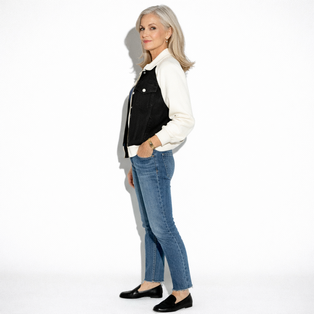 Lunea Mode® | The Blake - Contrast Sleeve Denim Patchwork Jacket