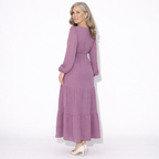 Lunea Mode® |The Daisy Vintage Tiered Long Sleeve Midi Dress