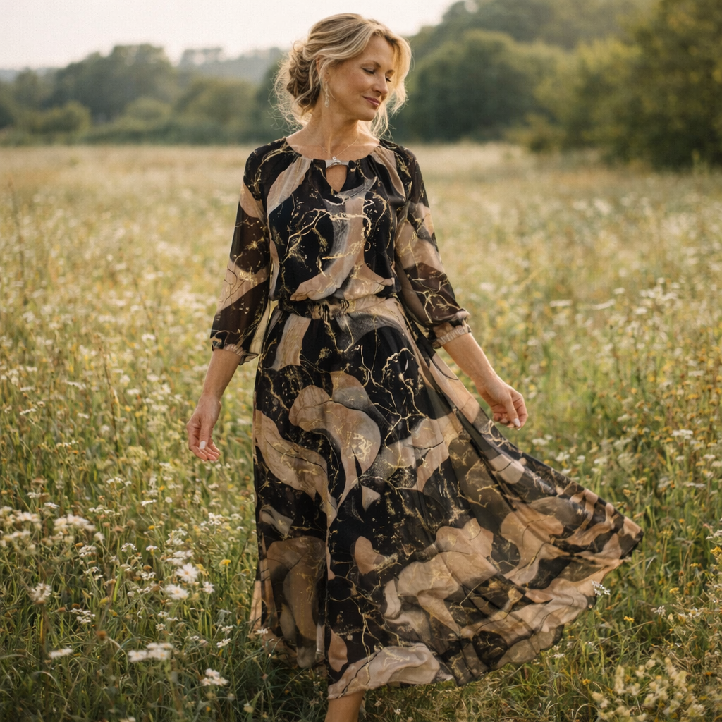 Lunea Mode® | Camille Printed Chiffon Dress