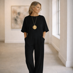 Lunea Mode® | Celeste - Minimalist Wide Leg Jumpsuit with Pocket Detail