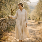 Lunea Mode® |The Amanda Long Sleeve Linen Maxi Dress