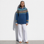 Fashionable Oversized round Neck Knitted Sweater Women's Euro Size Wish Bestseller Geometric Pattern Comfortable Casual Knitwear
