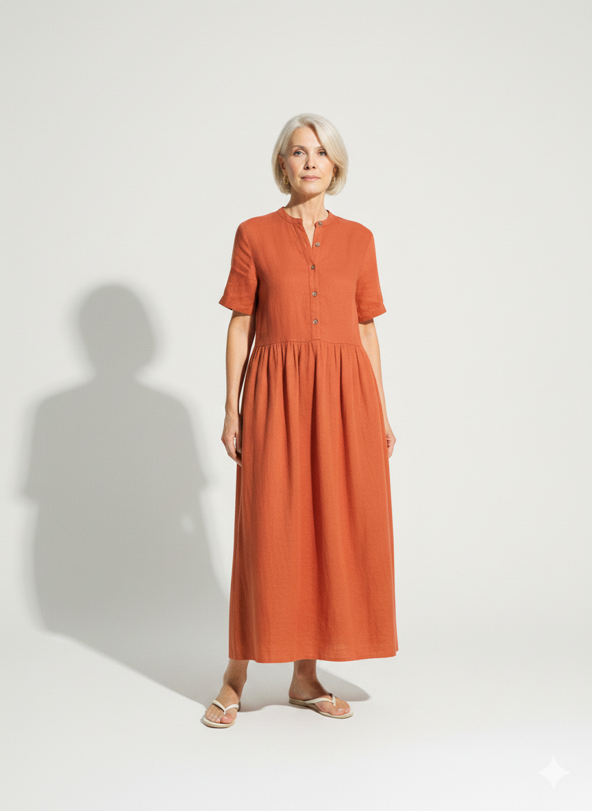 Lunea Mode® |The Amanda Long Sleeve Linen Maxi Dress