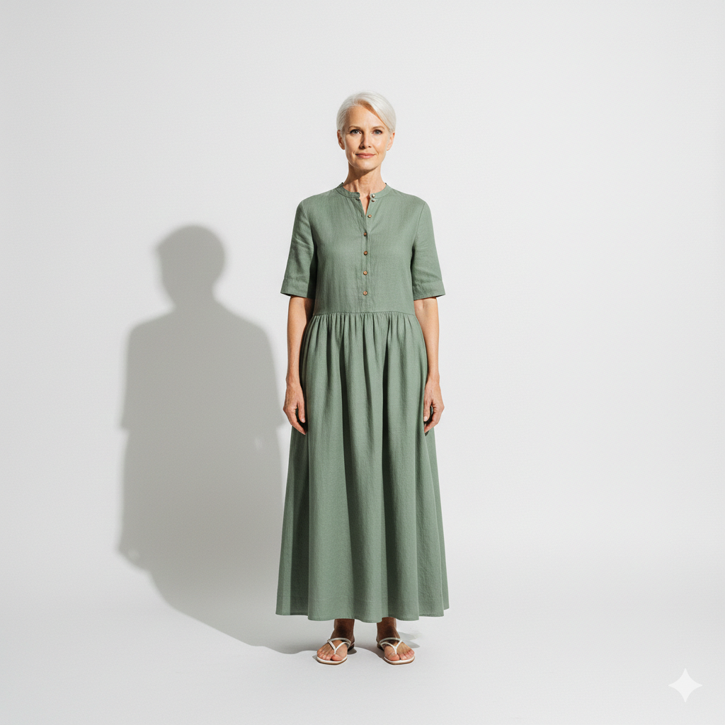 Lunea Mode® |The Amanda Long Sleeve Linen Maxi Dress