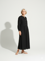 Lunea Mode® |The Amanda Long Sleeve Linen Maxi Dress