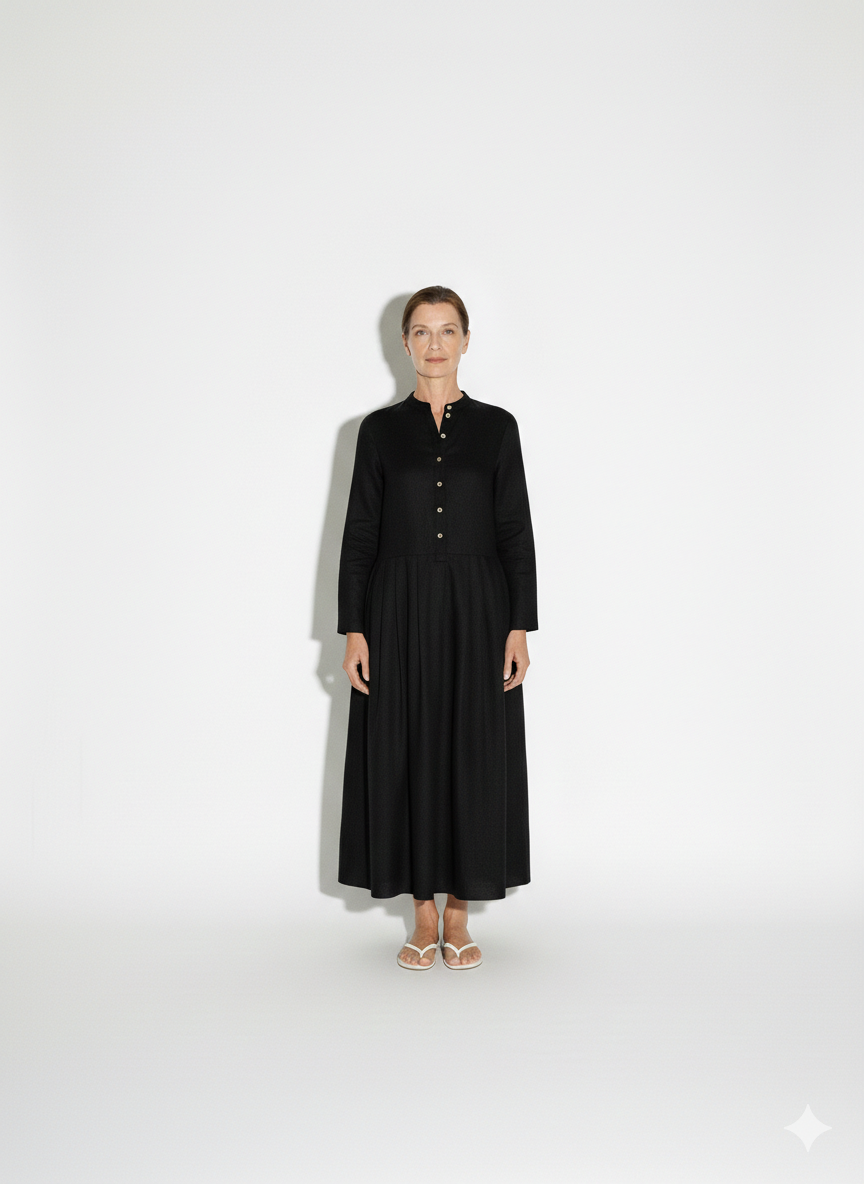 Lunea Mode® |The Amanda Long Sleeve Linen Maxi Dress