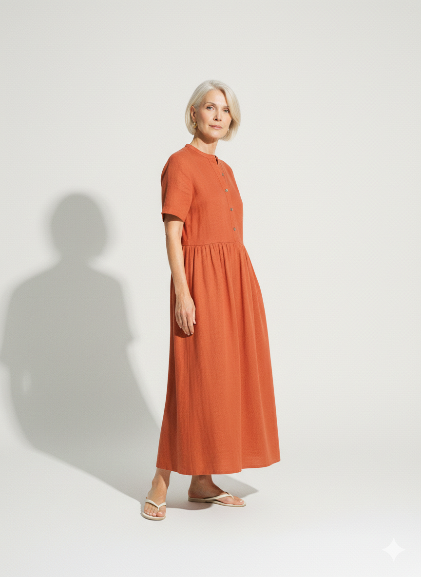 Lunea Mode® |The Amanda Long Sleeve Linen Maxi Dress
