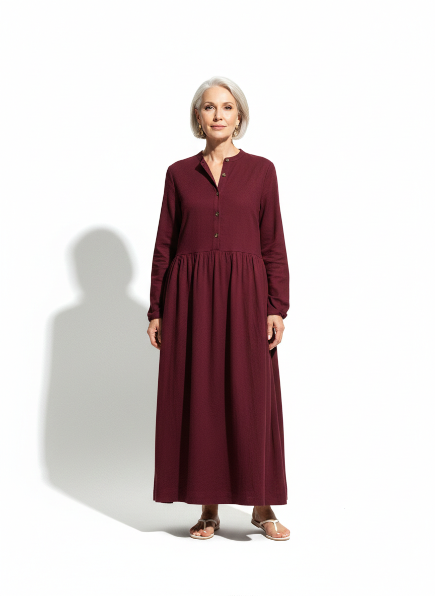 Lunea Mode® |The Amanda Long Sleeve Linen Maxi Dress