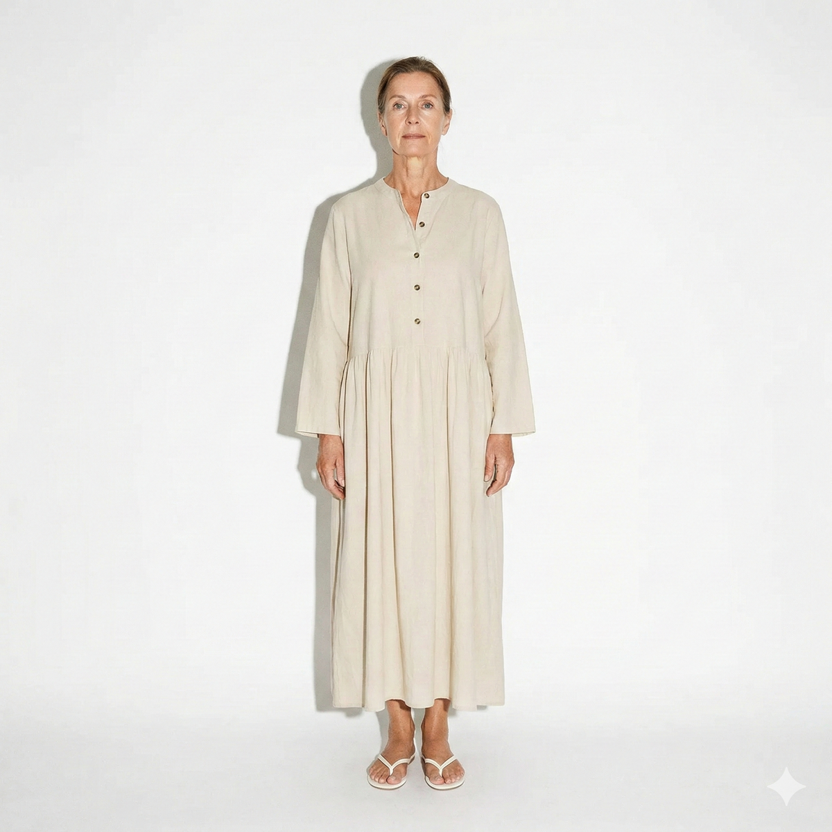 Lunea Mode® |The Amanda Long Sleeve Linen Maxi Dress