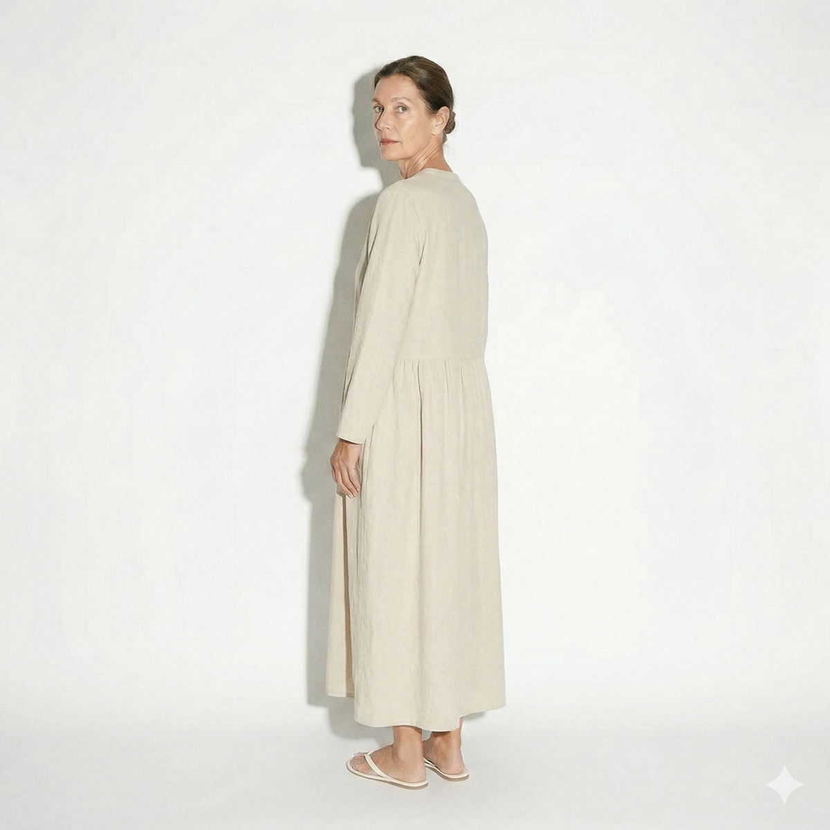 Lunea Mode® |The Amanda Long Sleeve Linen Maxi Dress