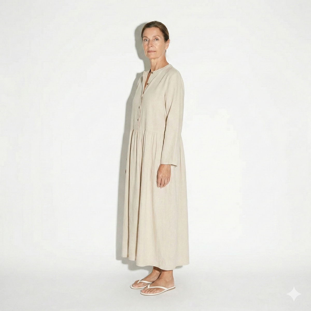Lunea Mode® |The Amanda Long Sleeve Linen Maxi Dress