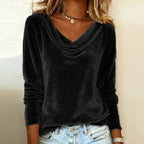 Margaret – Luxurious Velvet Drape-Neck Sweater