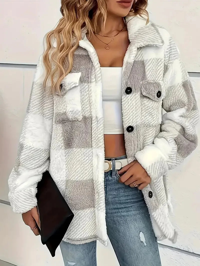 Laverne | Chic Plaid Fleece Jacket