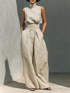 Dorothy™ | Beige Cotton-Linen Two-Piece Set
