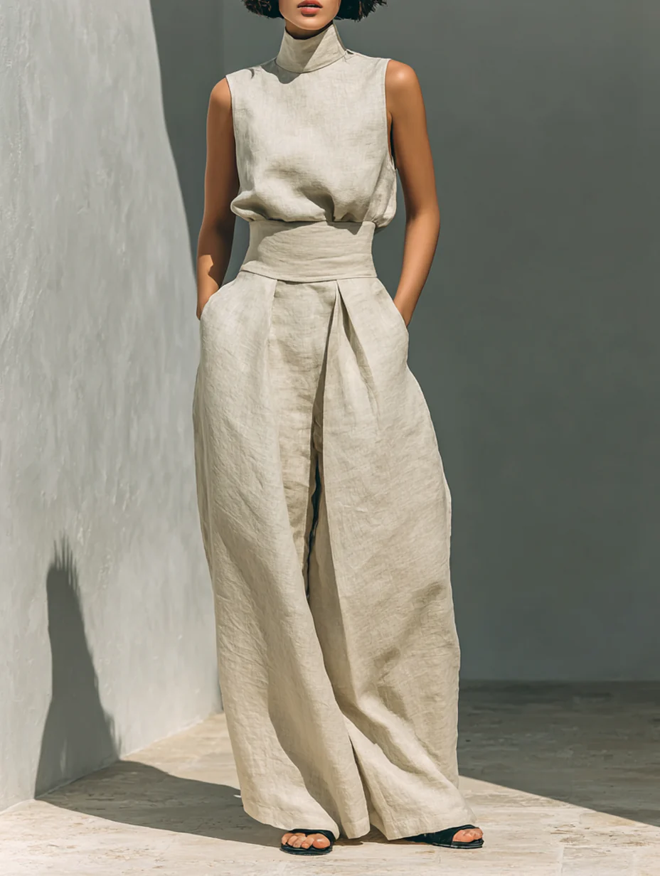 Dorothy™ | Beige Cotton-Linen Two-Piece Set