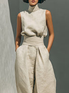 Dorothy™ | Beige Cotton-Linen Two-Piece Set