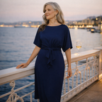 Lunea Mode® | The Vivienne - Elegant Tie Waist Batwing Midi Dress