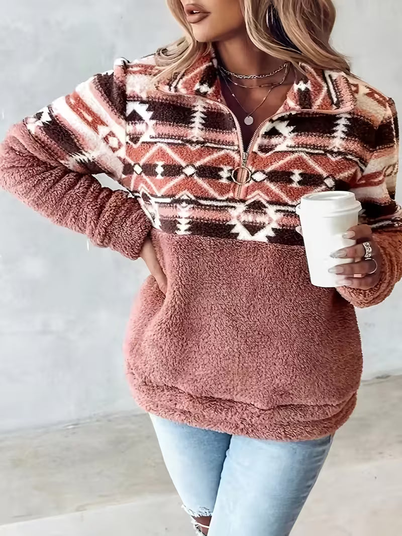 Lany - Half Zipper Teddy Sweater