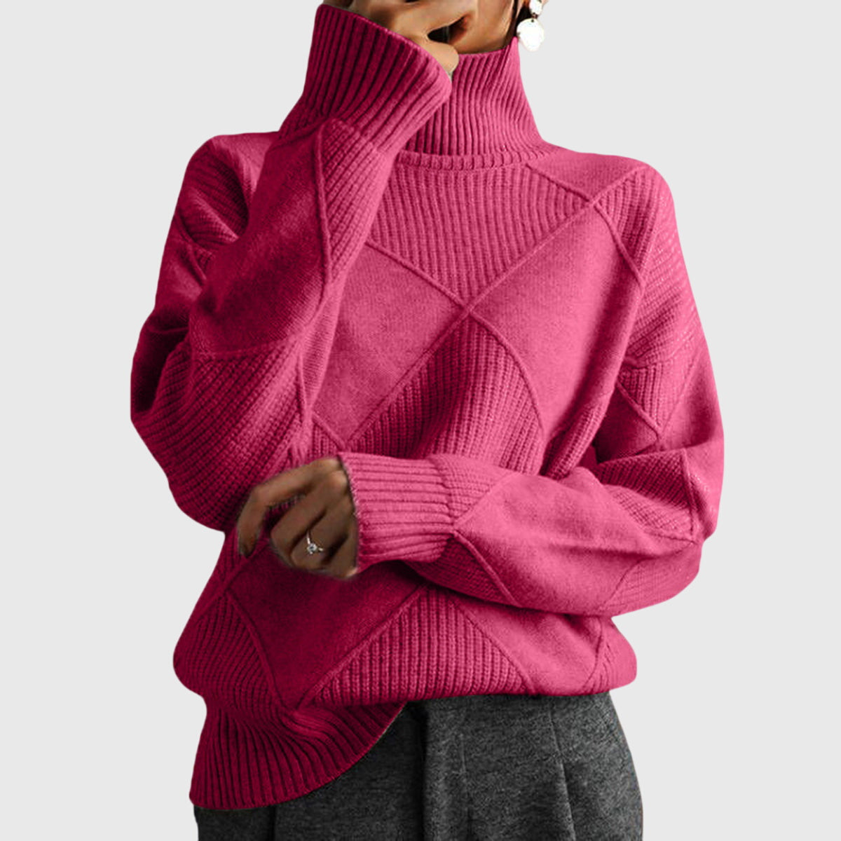 Laurel - Modern Geometric Turtleneck Sweater