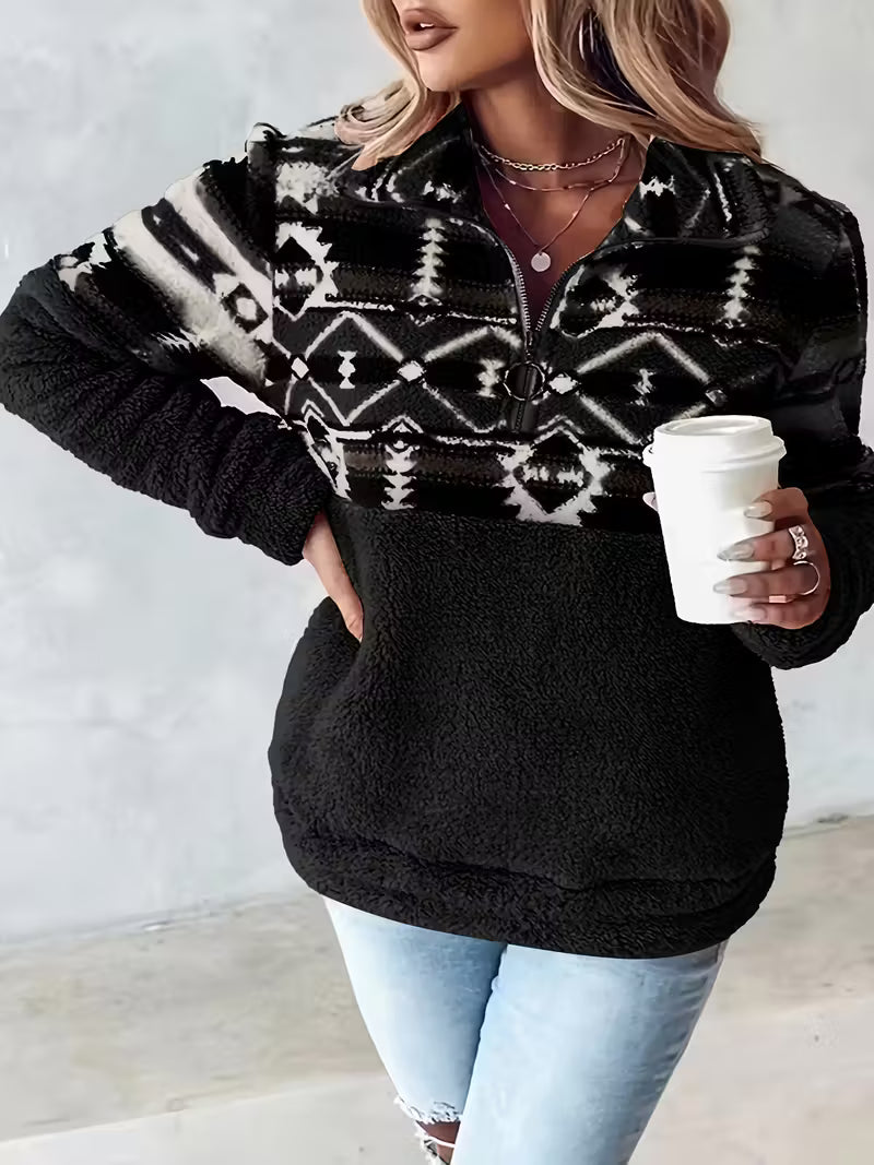Lany - Half Zipper Teddy Sweater