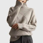 Angela – Modern Geometric Turtleneck Sweater