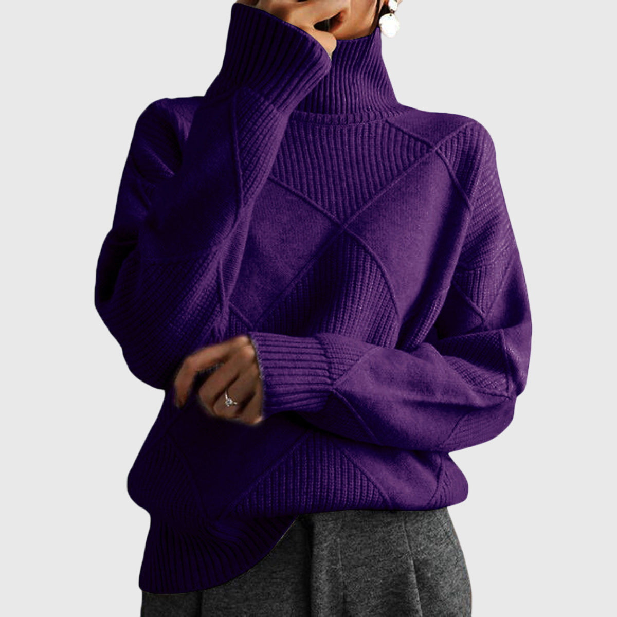Laurel - Modern Geometric Turtleneck Sweater