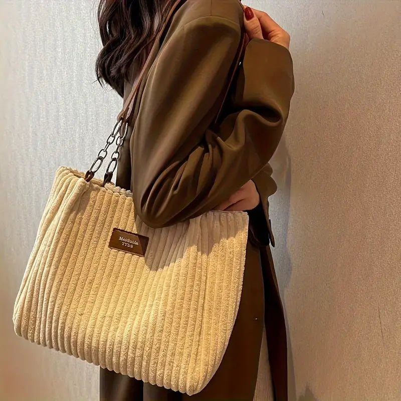 Layla - Elegant Corduroy Tote Bag