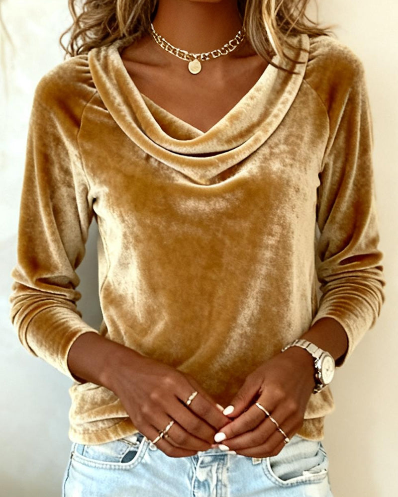 Margaret – Luxurious Velvet Drape-Neck Sweater