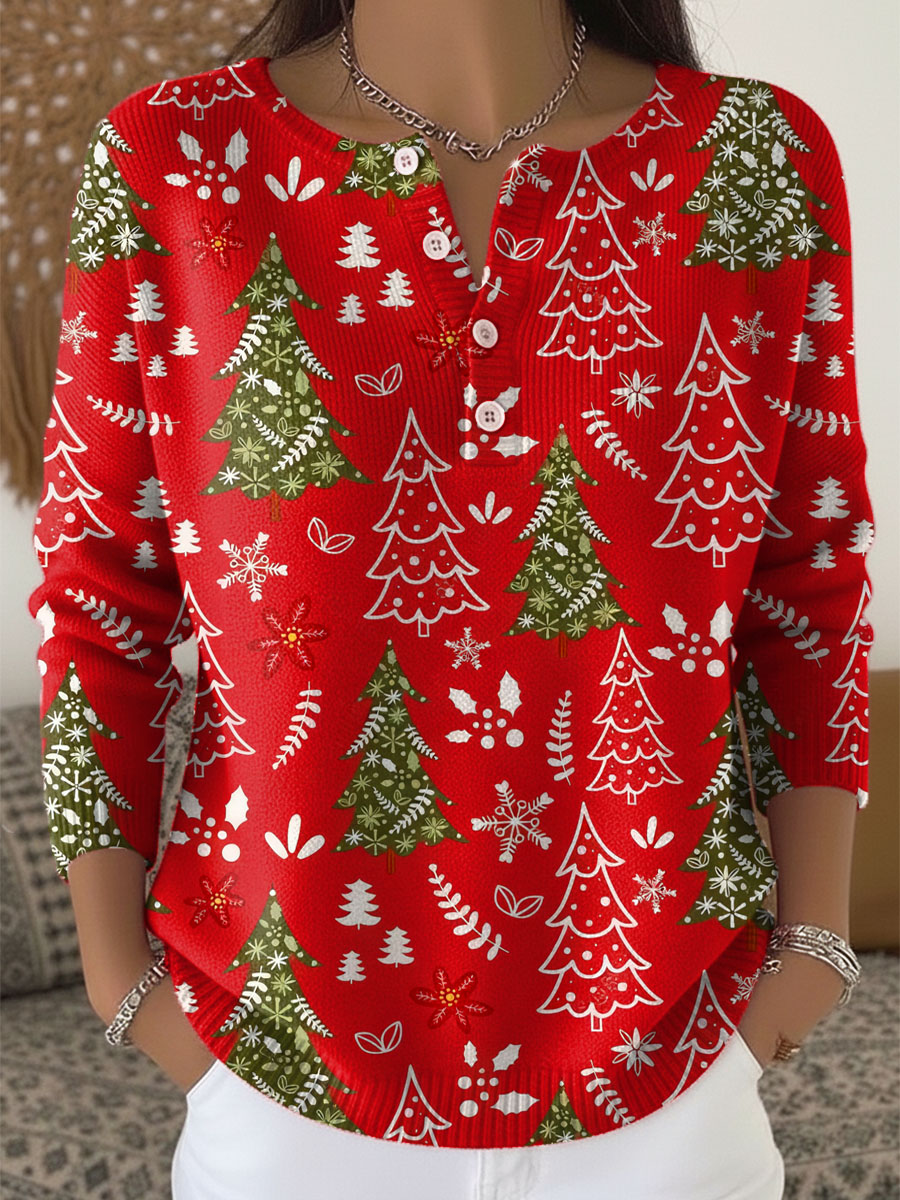 Iris I Christmas Sweater with Buttons
